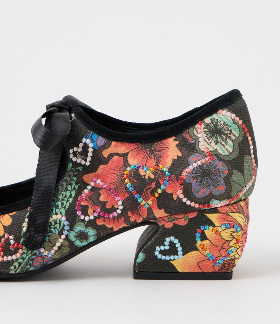 Rohib Black Multi Mary Jane Heels
