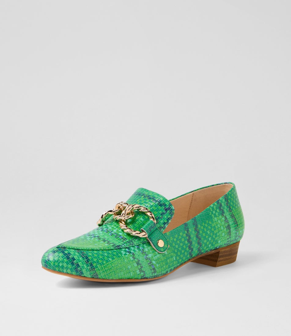 Esben Green Multi Leather Loafers