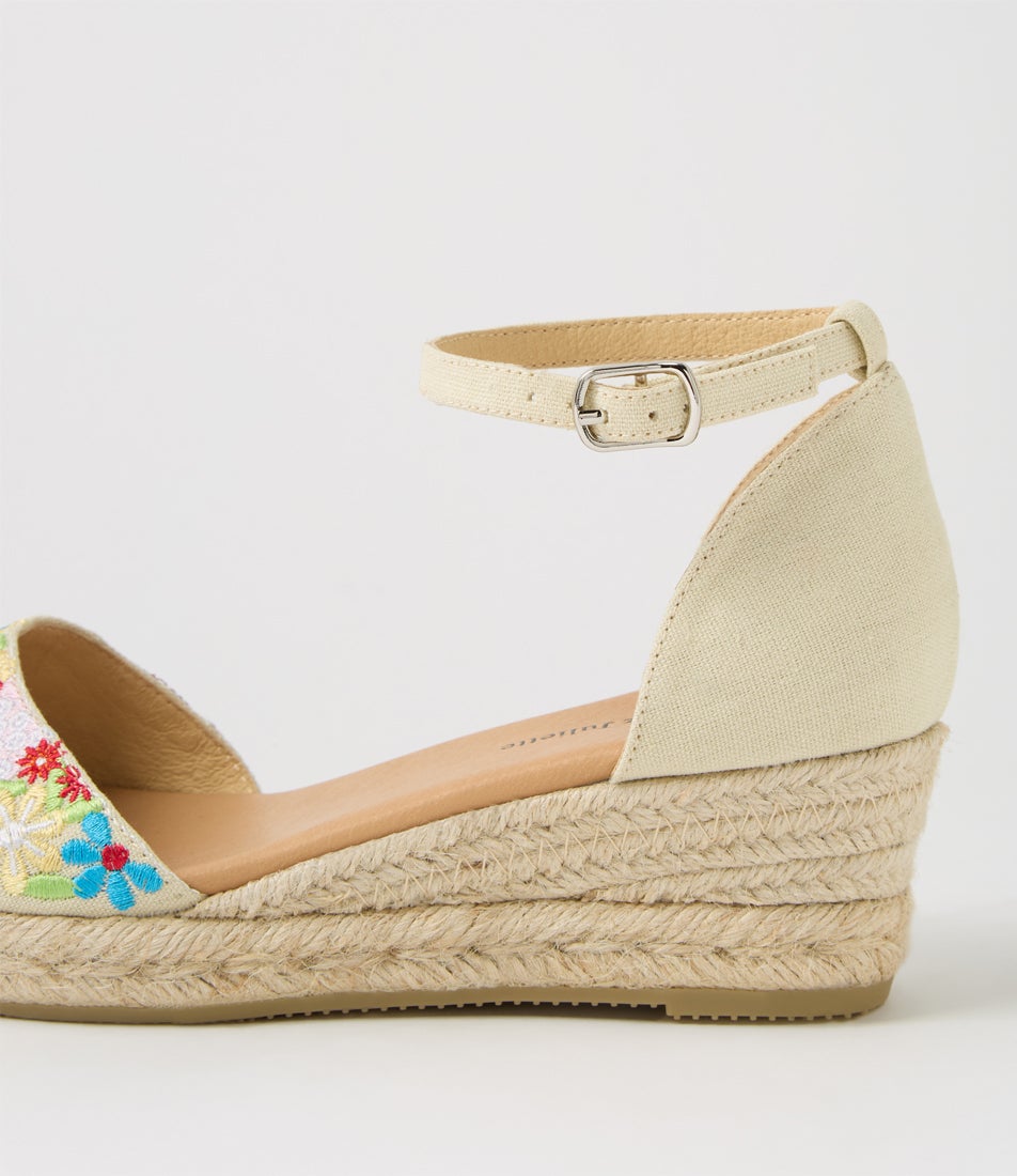 Silia Flower Embroidery Multi Sandals