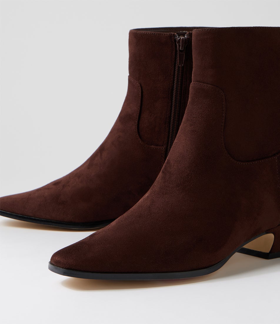 Laural Brown Microsuede Ankle Boots