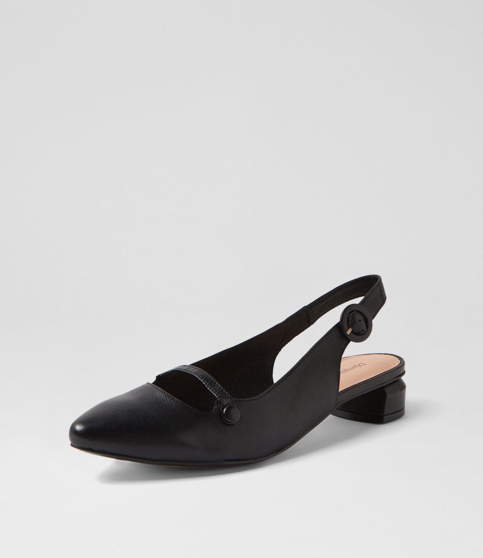 Franney Black Leather Flat Shoes
