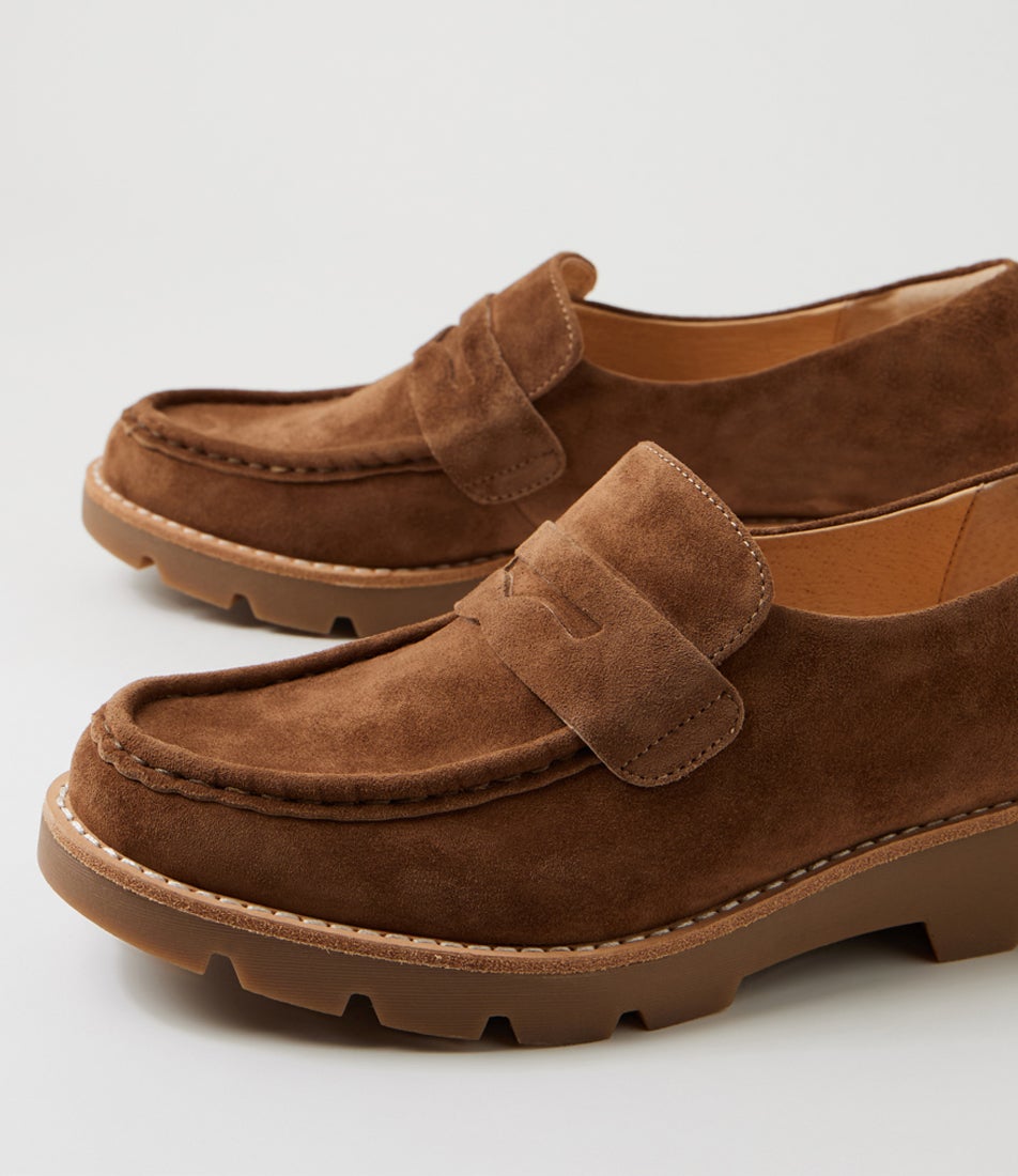 Dorte Nutmeg Light Choc Suede Loafers