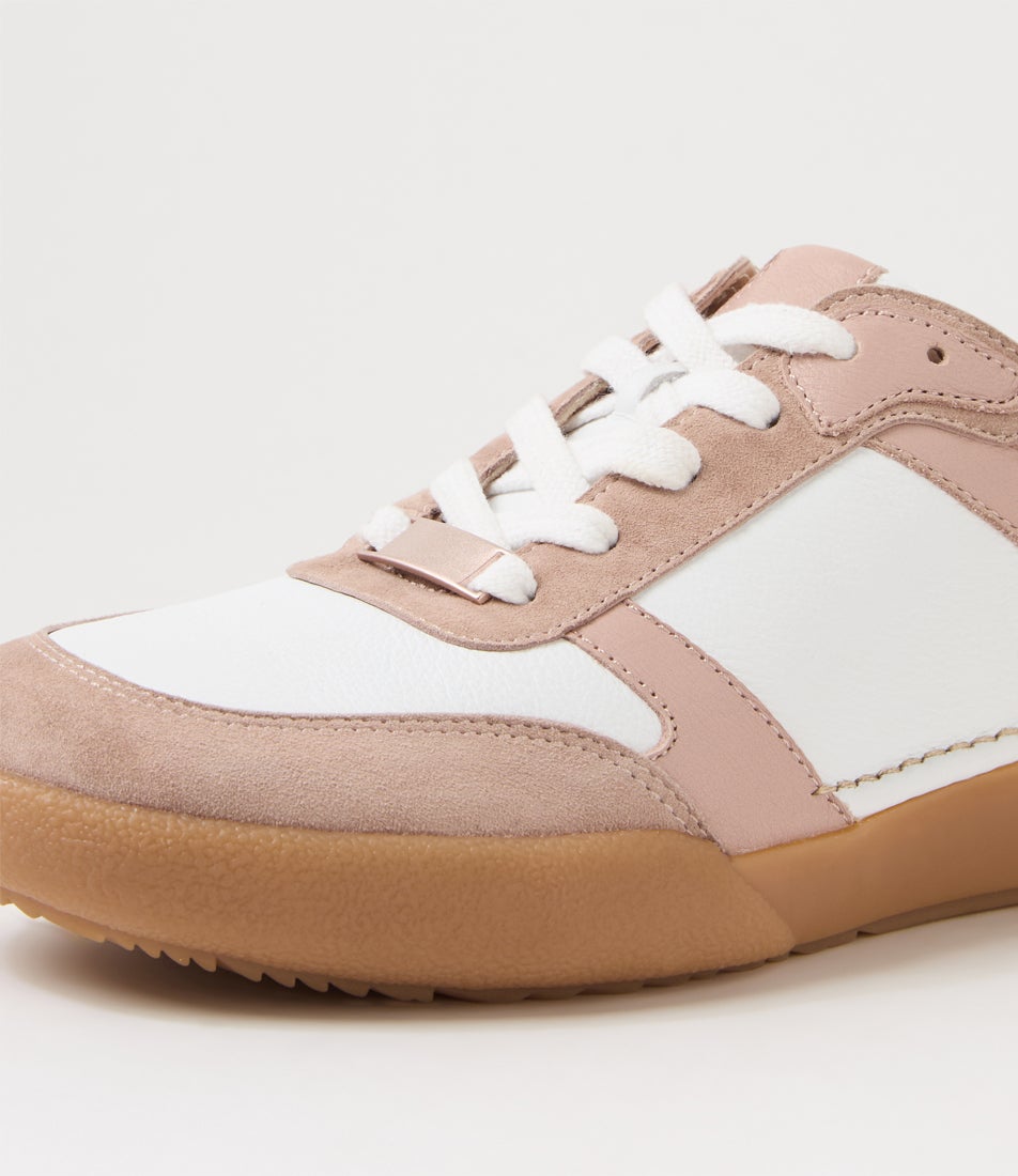 Yasminas Light Musk White Suede Leather Sneakers