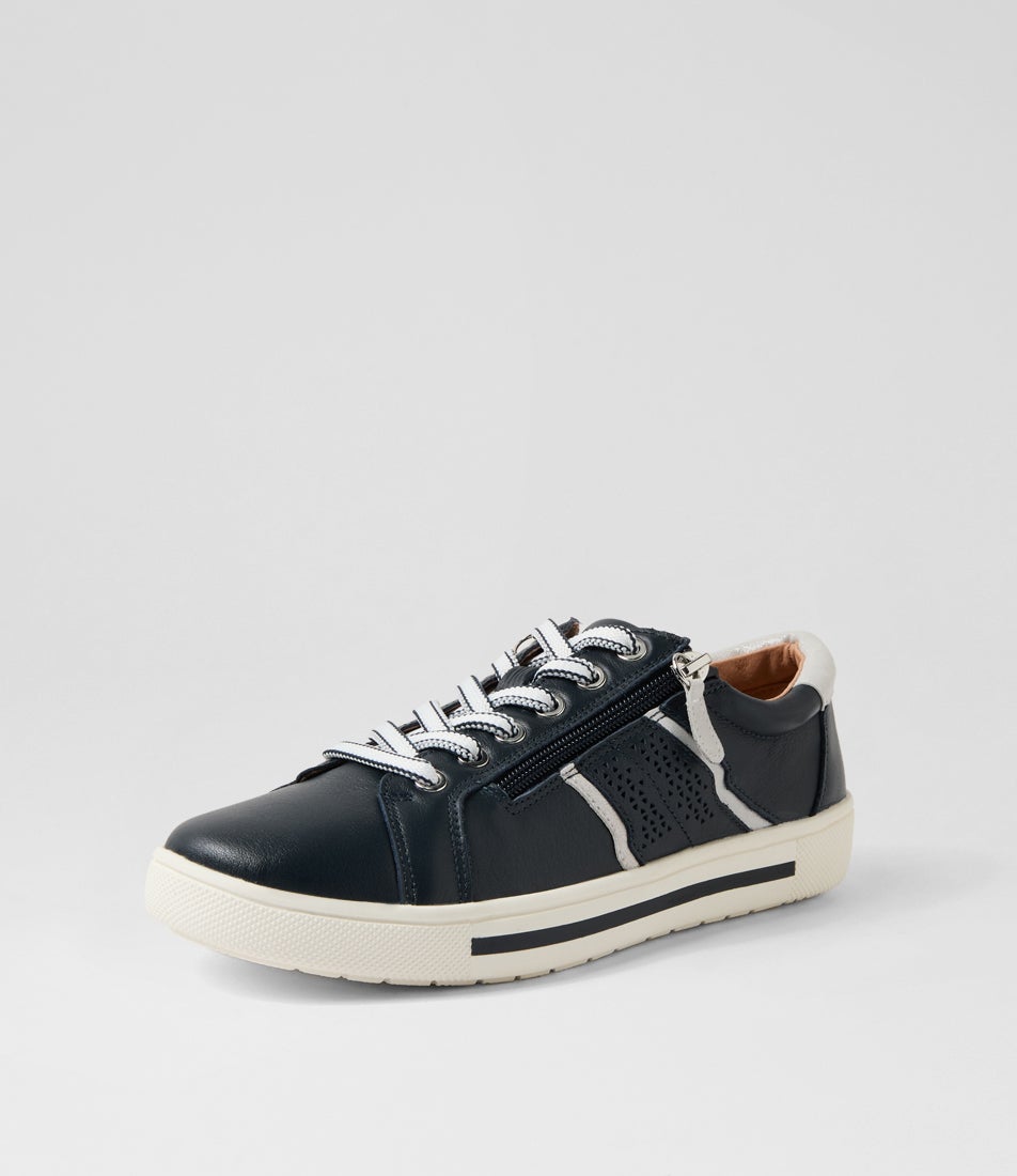 Emillio Navy Silver Leather Sneakers