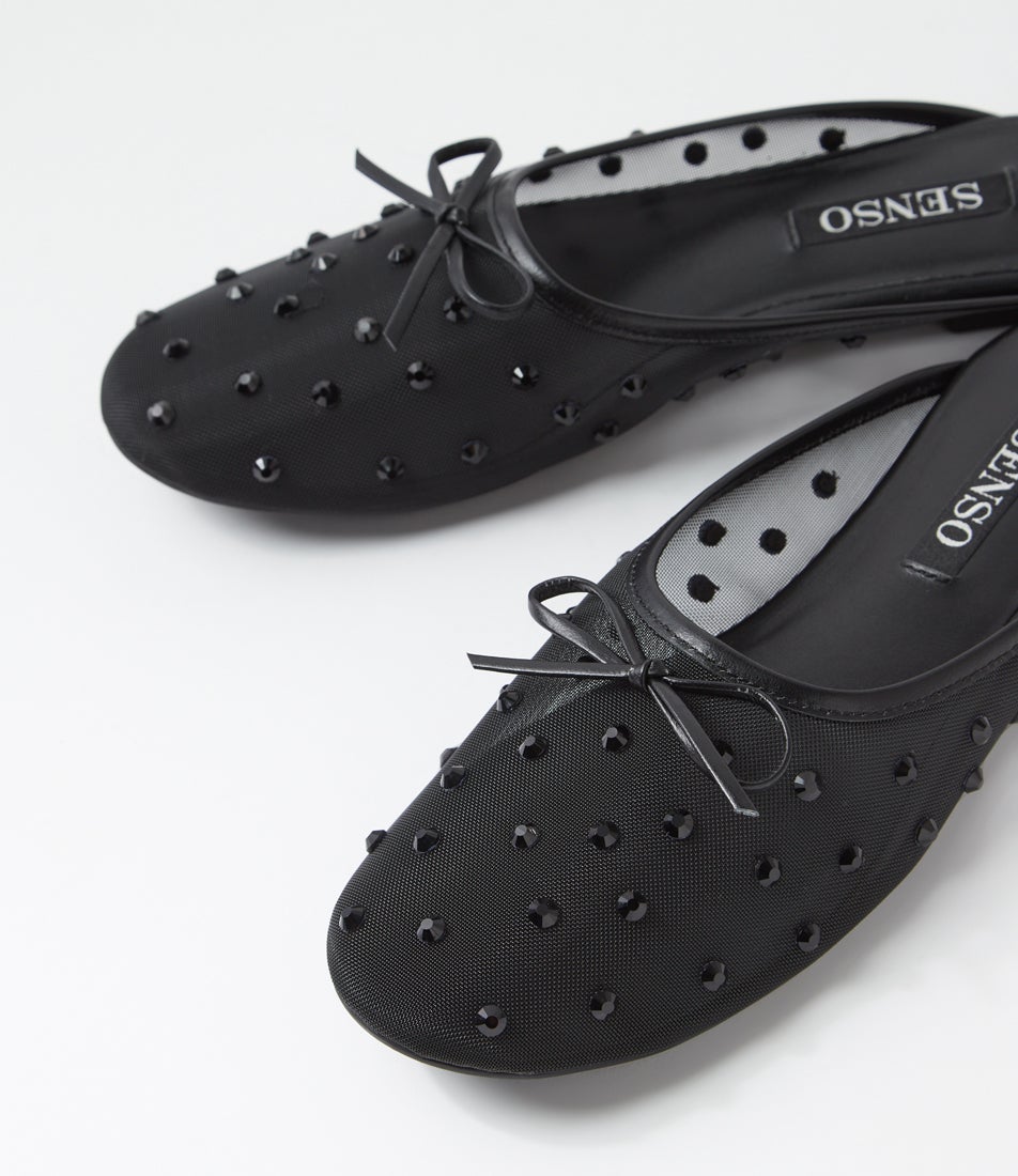 Cole Ebony Leather Ballet Flats