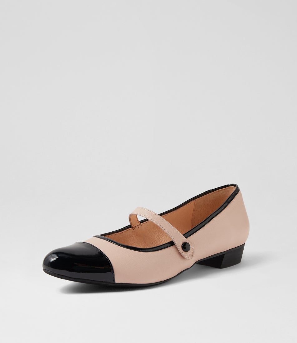 Ernst Black Nude Patent Leather Ballet Flats
