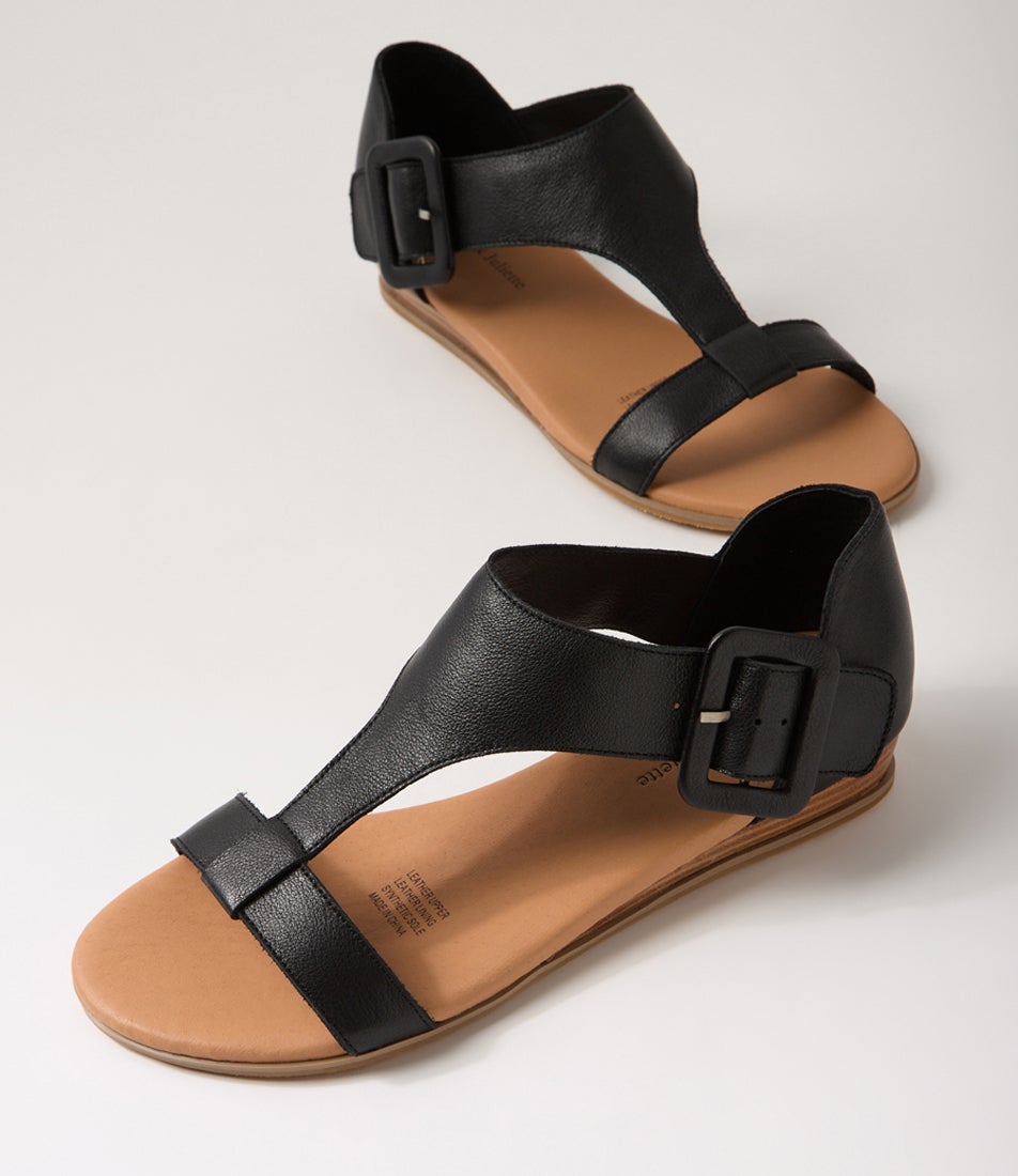 Huntlee Black Natural Leather Sandals