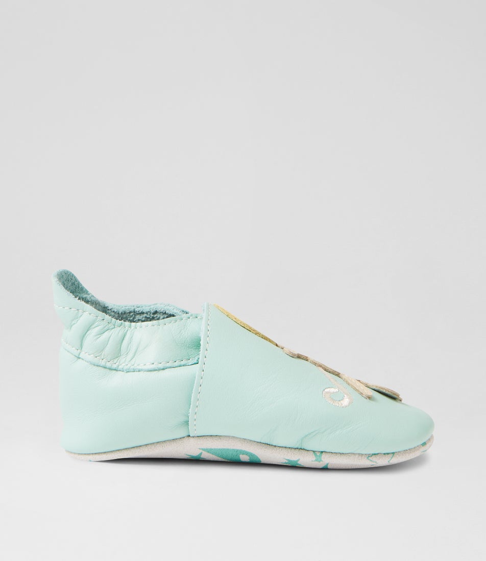 Ss Bubbles Birds Egg Leather Flat Shoes