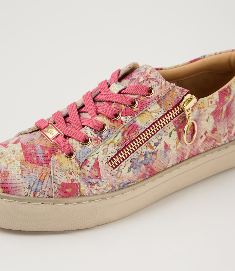 Pamela Xf Peony Woven Leather Sneakers