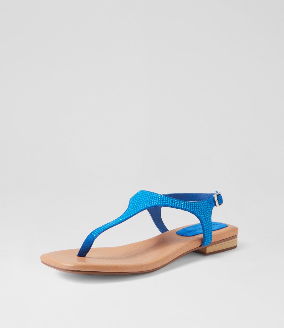 Paos Blue Suede Sandals