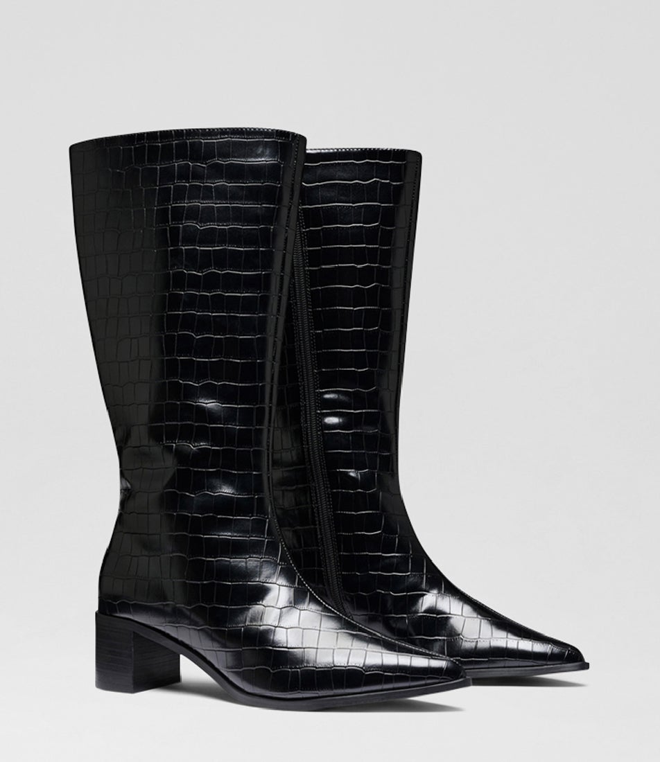Penny Black Croc Knee High Boots
