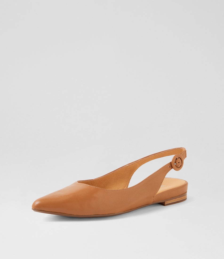 Yillie Dark Tan Leather Flat Shoes