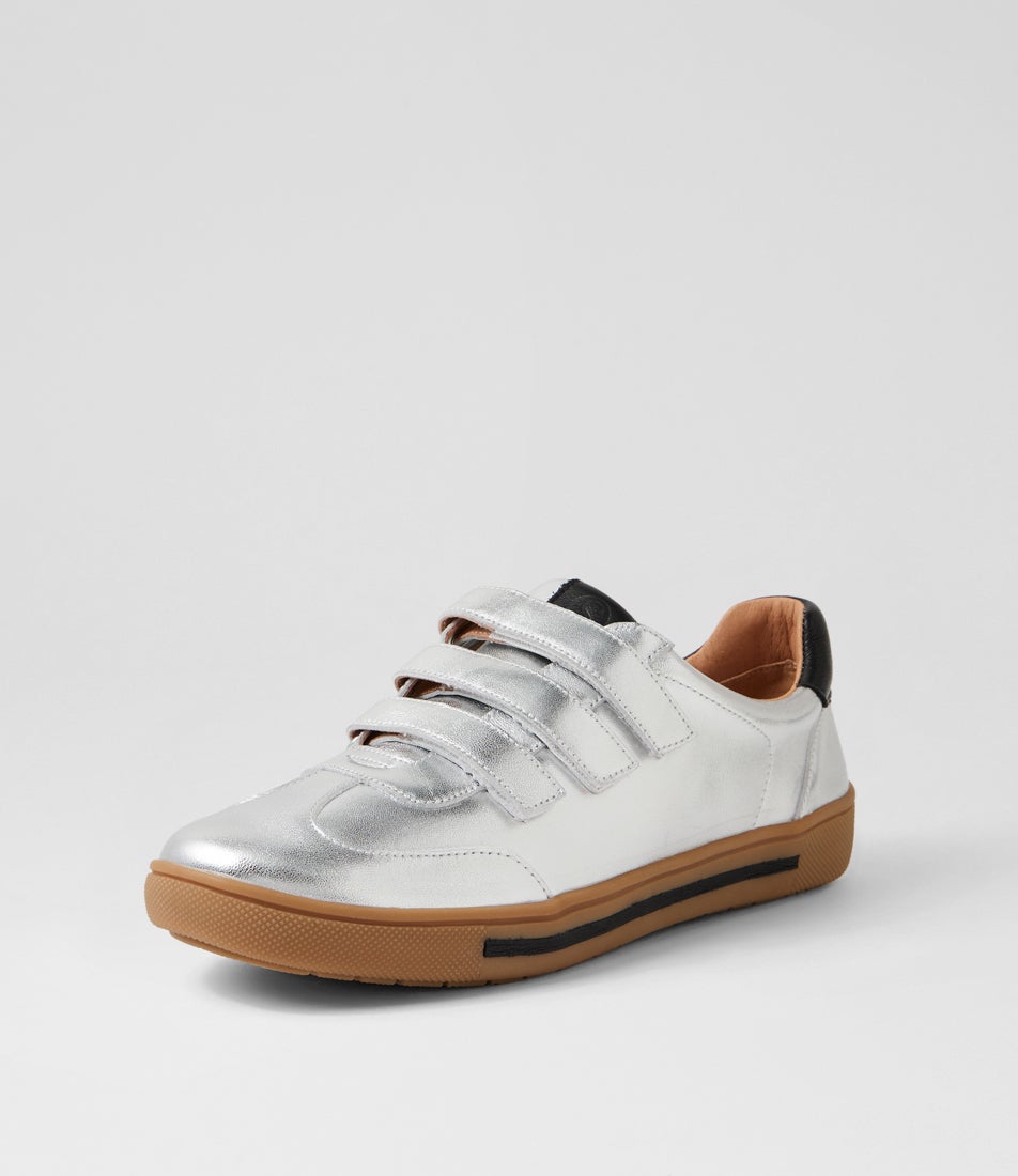 Ems Silver Black Leather Sneakers