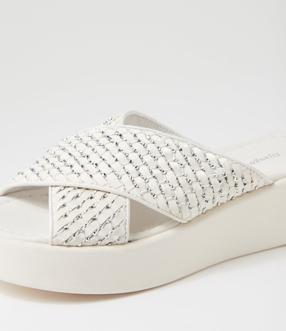 Ashla White Leather Slides
