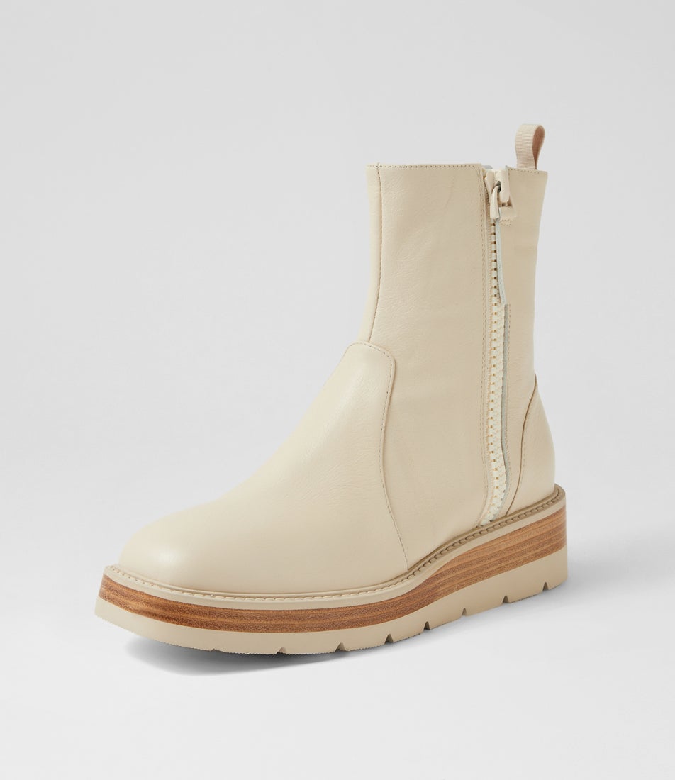 Thans Milk Nat Leather Ankle Boots