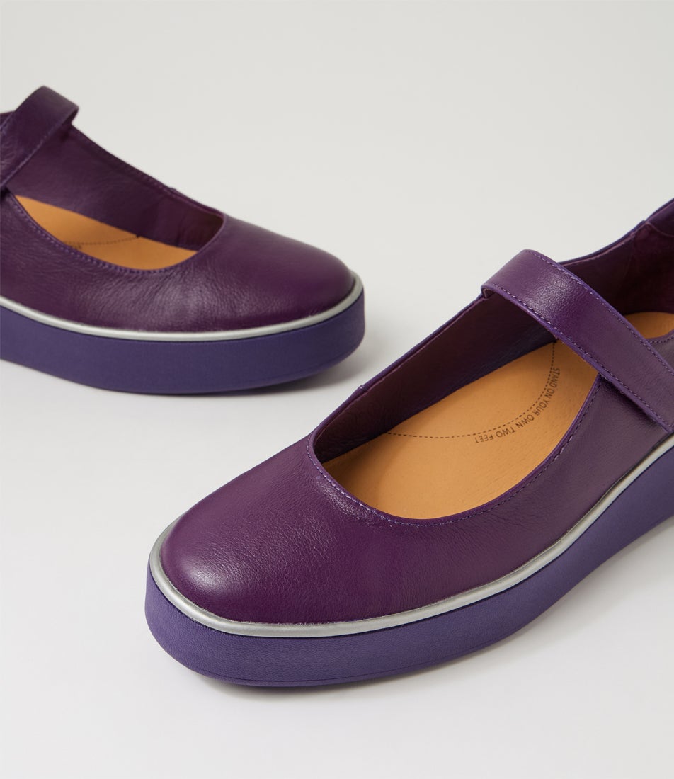 Zufan W New Purple Leather Flat Shoes
