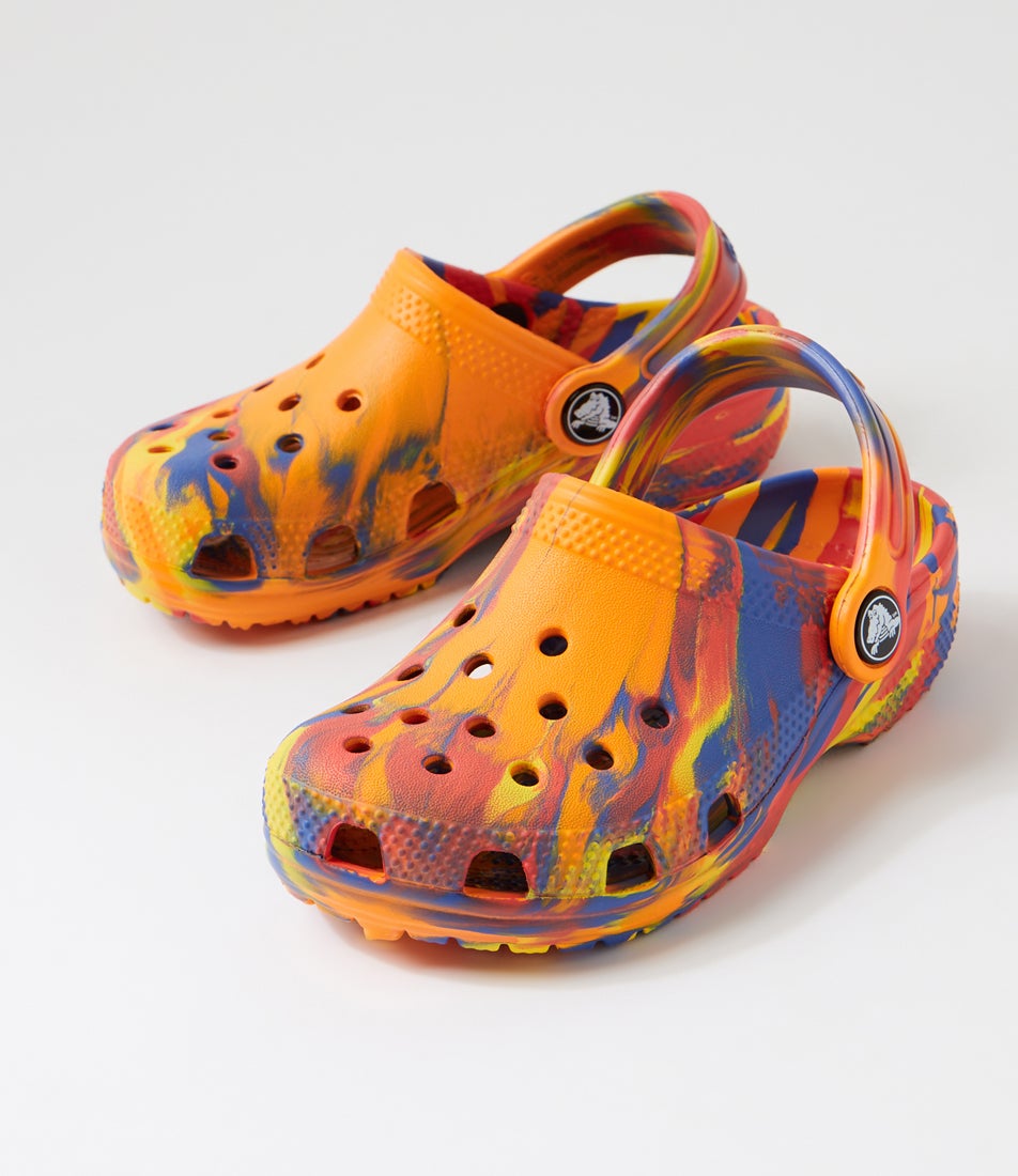 Classic Marbled Toddler Orange Zing Multi Croslite Sandals