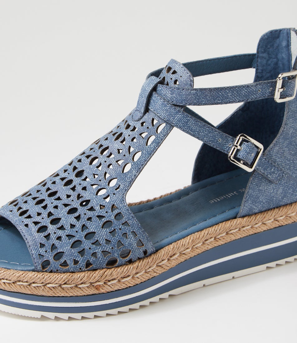 Accra Blue Denim Leather Sandals