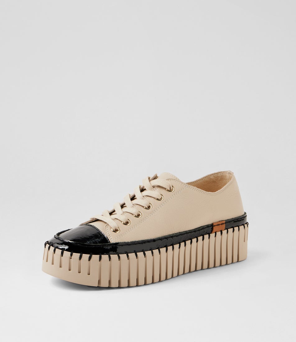 Baselo Black Almond Patent Leather Sneakers