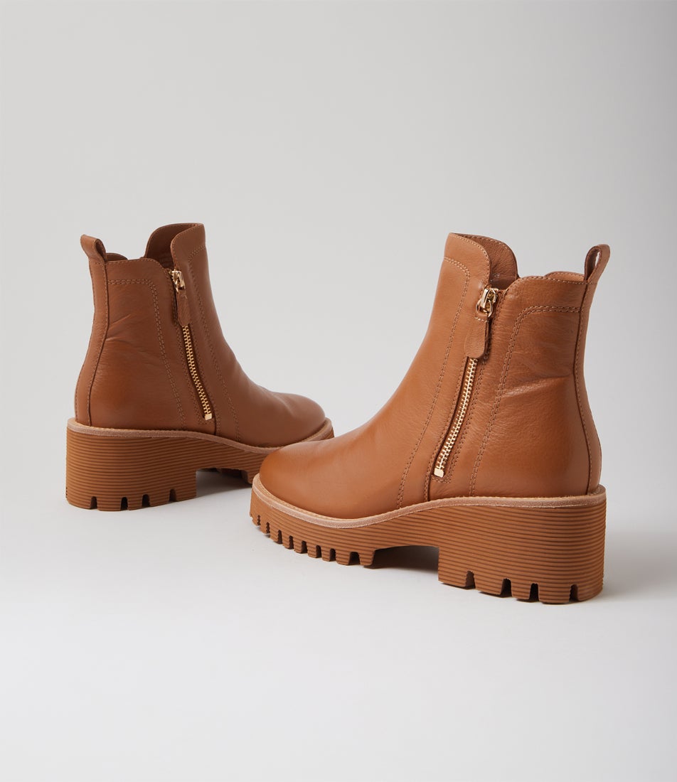 Waizey Dark Tan Leather Ankle Boots