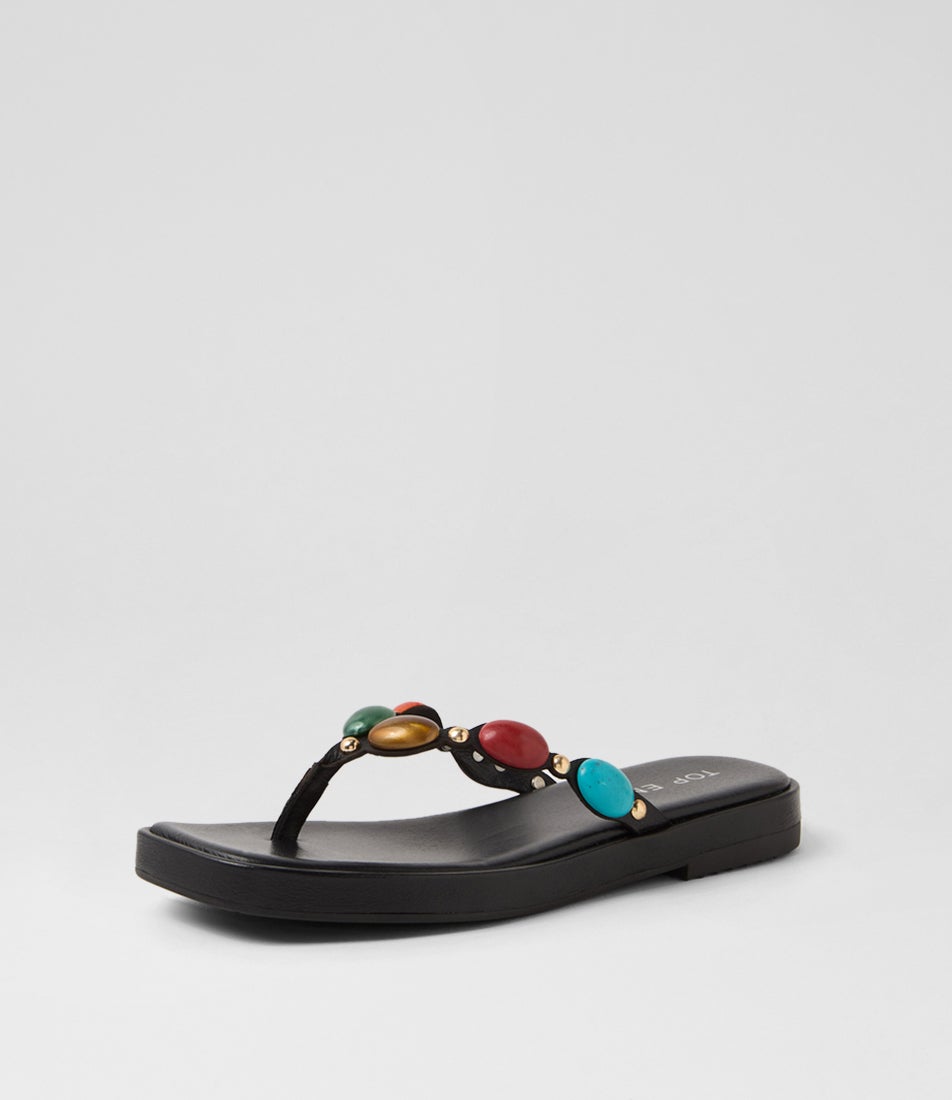 Tahna Black Multi Leather Thongs
