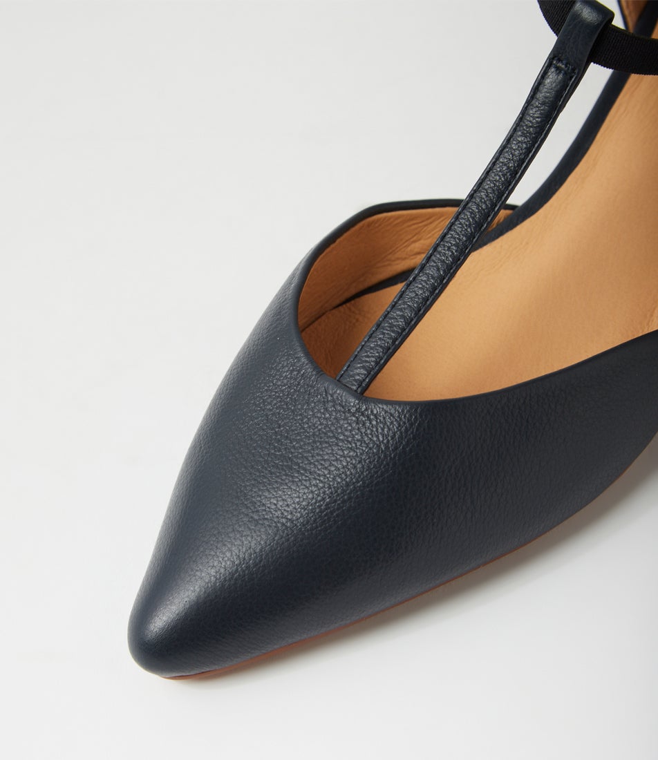 Pepps Navy Natural Heel Leather Heels Pepps Navy Natural Heel Leather Heels