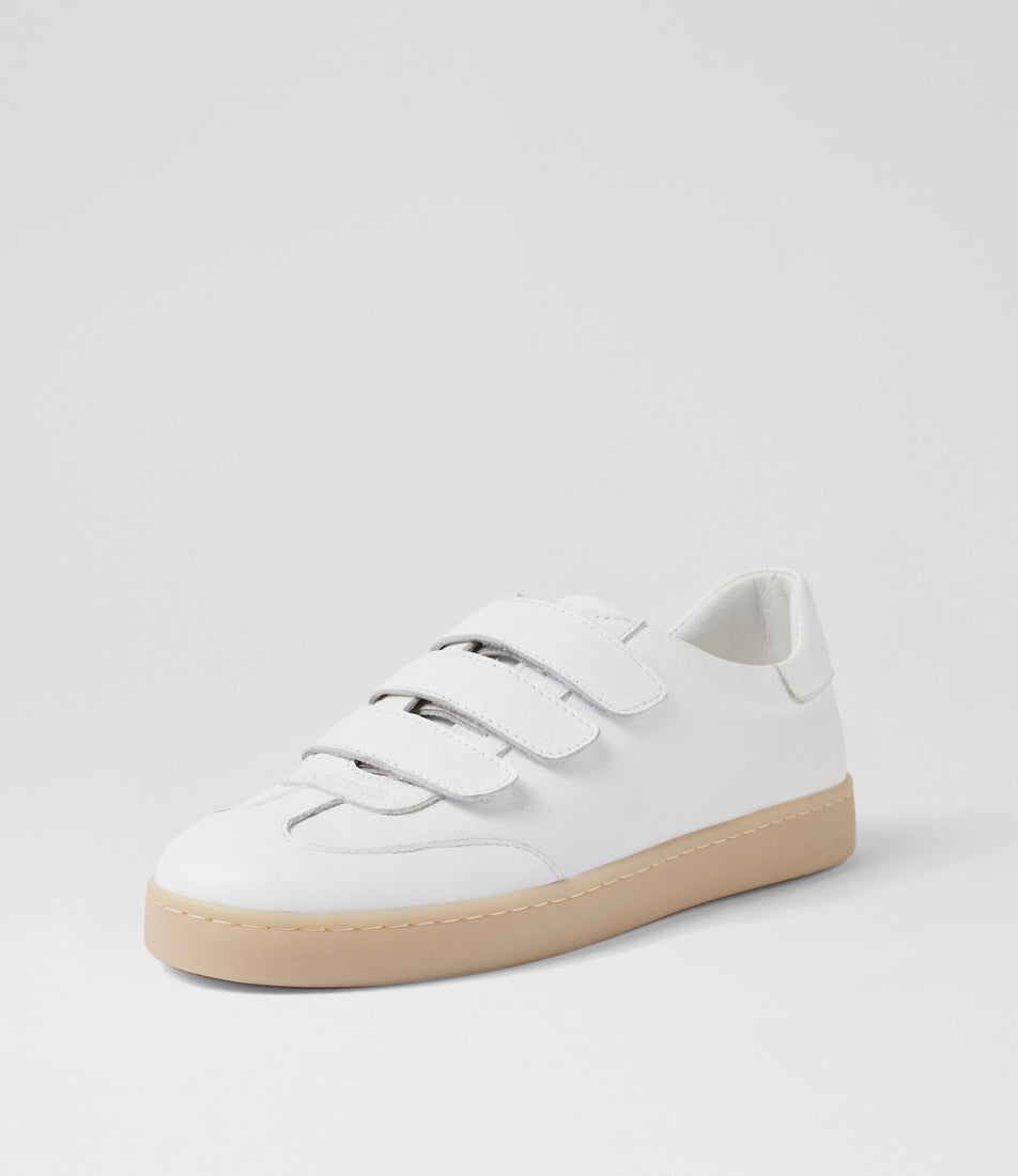 Hayea White Beige Leather Sneakers