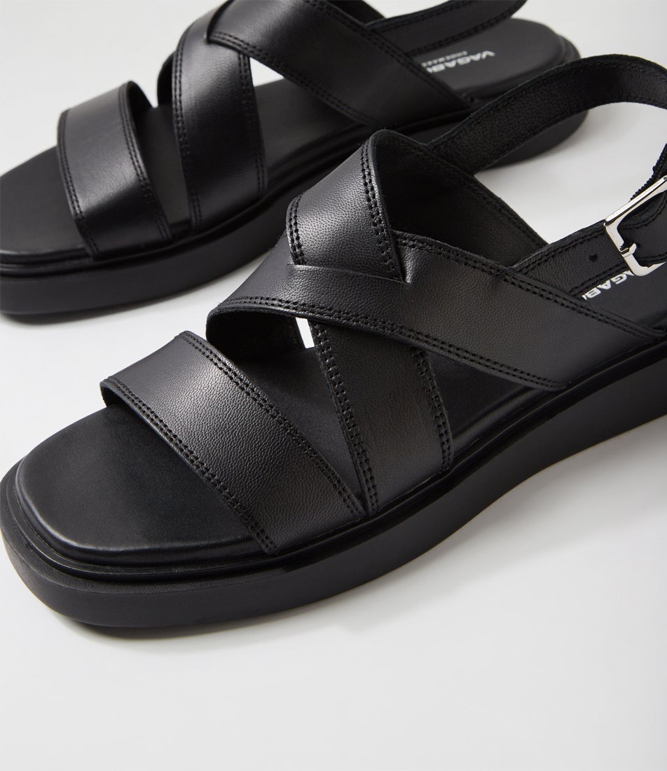 Connie Black Leather Sandals