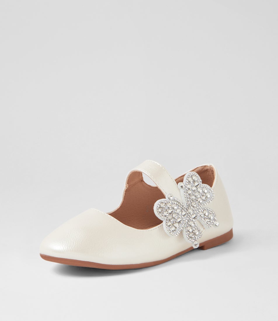 Annie Ballet Junior White Smooth Ballet Flats