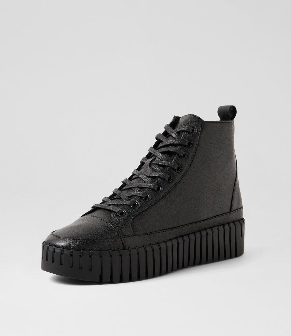 Burien Black Leather Lace Up Boots