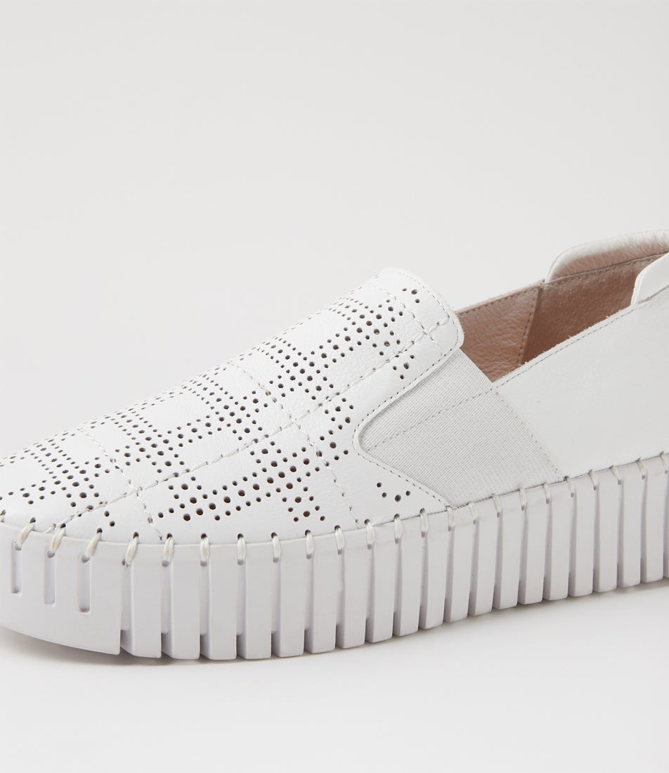 Brontey White Leather Flat Shoes