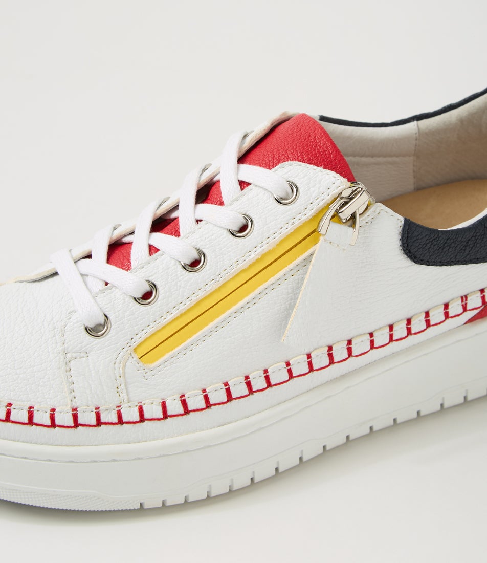 Hangel Xw White Red Multi Leather Sneakers