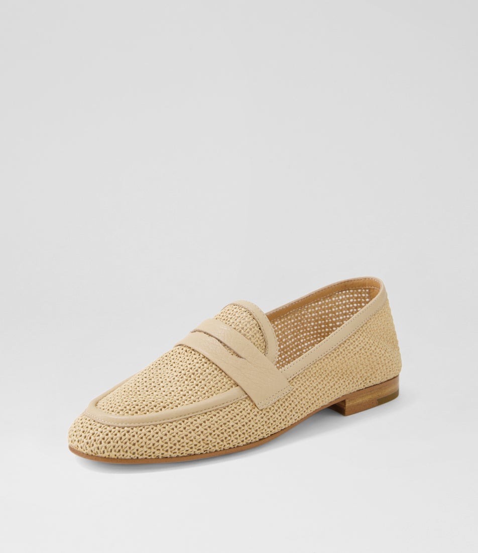 Iras Natural Synthetic Raffia Leather Loafers
