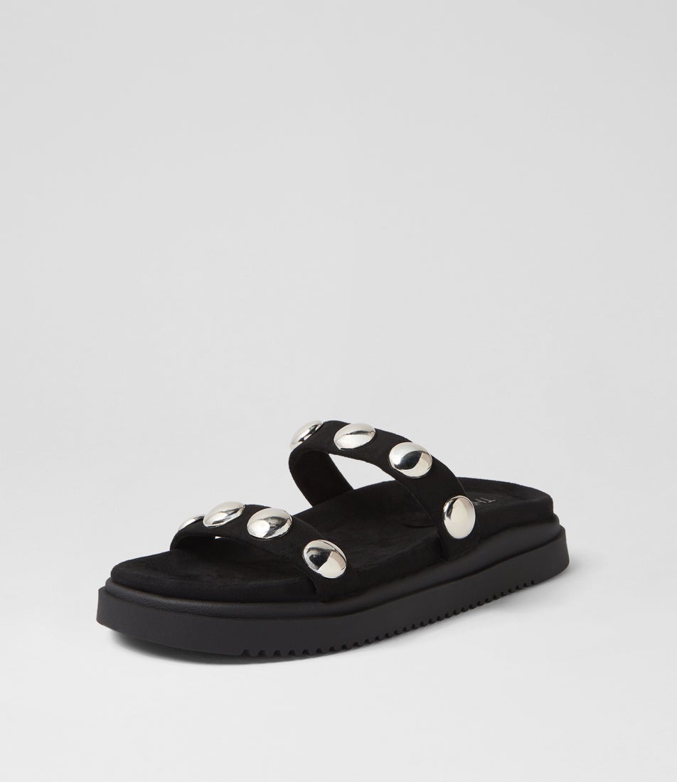 Persona Black Microsuede Slides