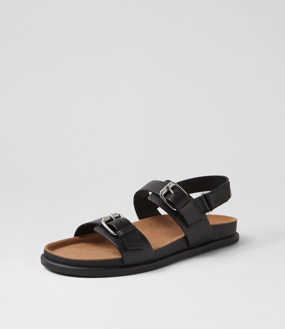 Effie Black Leather Sandals