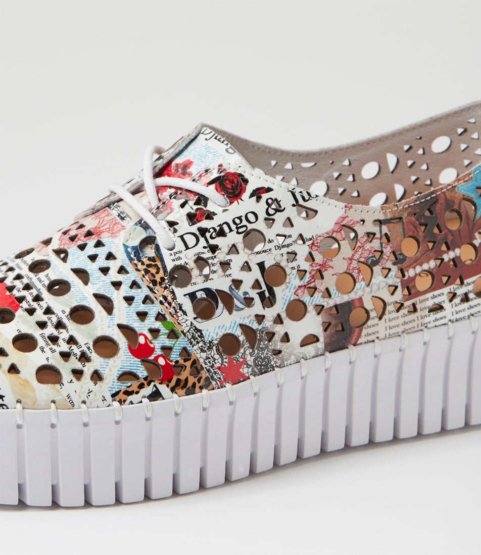 Belarus Collage Print Patent Leather Sneakers
