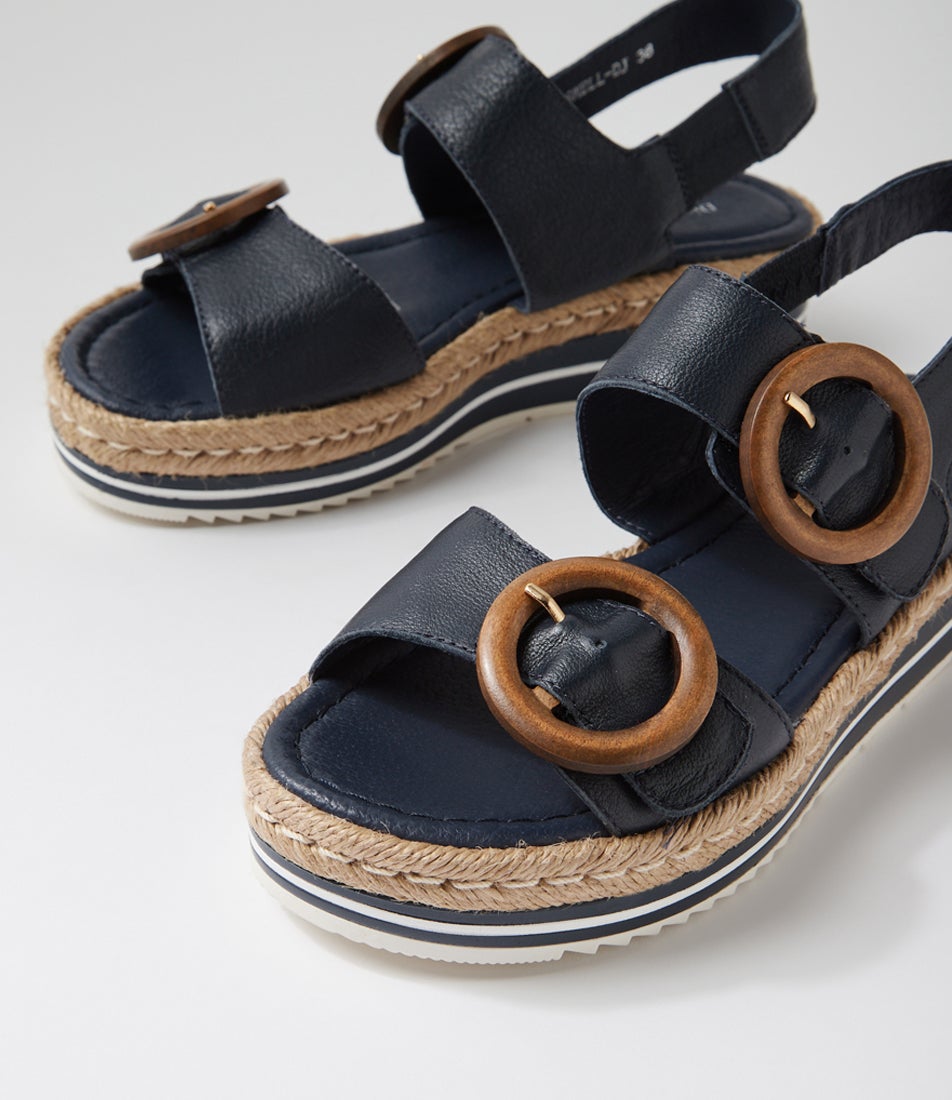 Aswell Navy Leather Sandals