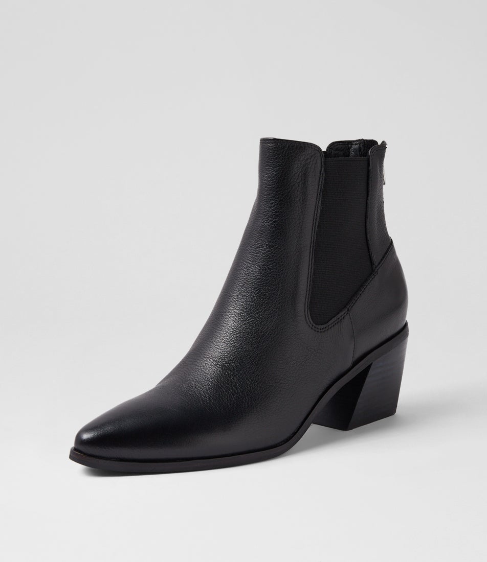 Jennier Black Leather Chelsea Boots