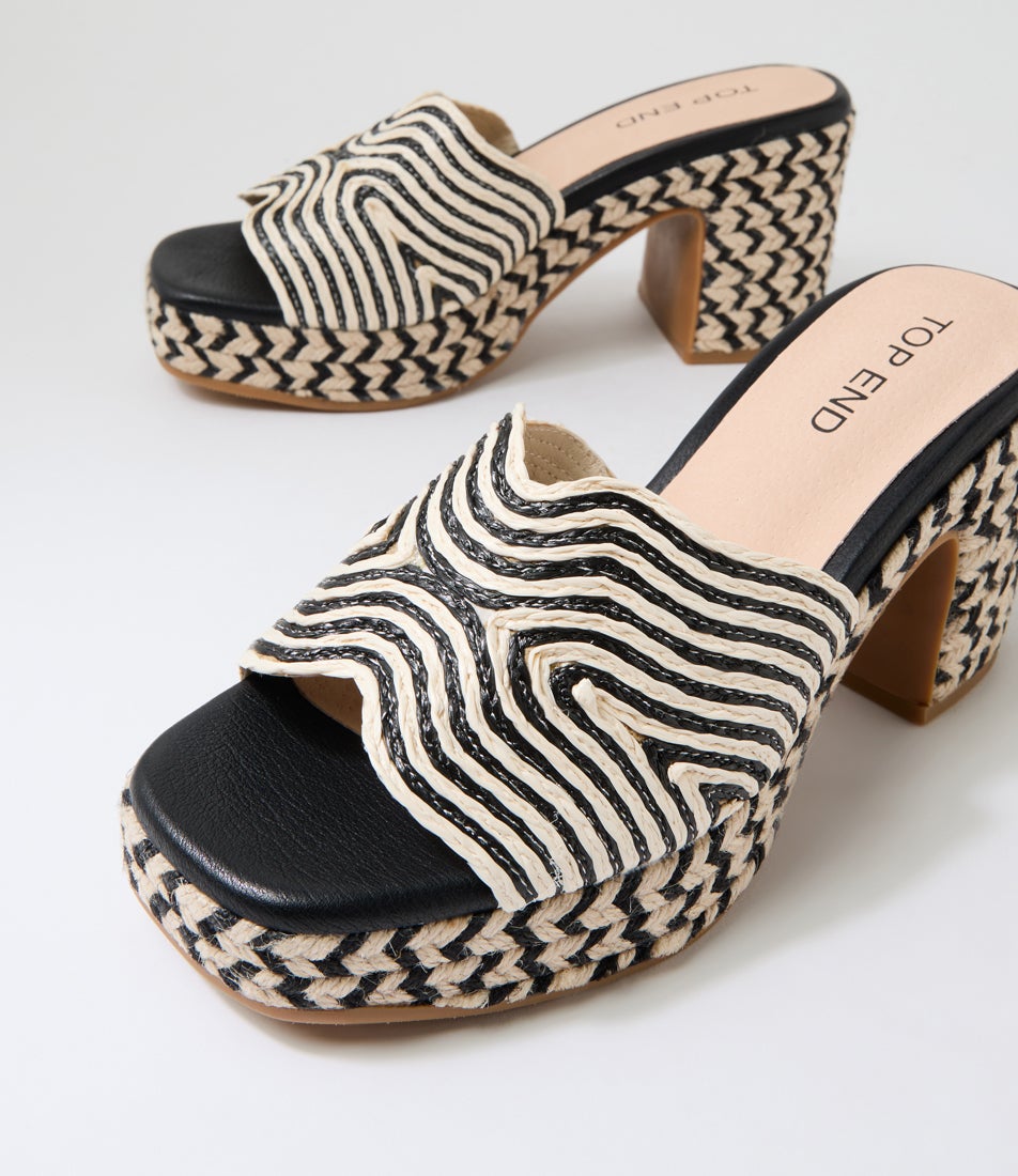 Mitchie Ivory Black Multi Fabric Sandals Mitchie Ivory Black Multi Fabric Sandals
