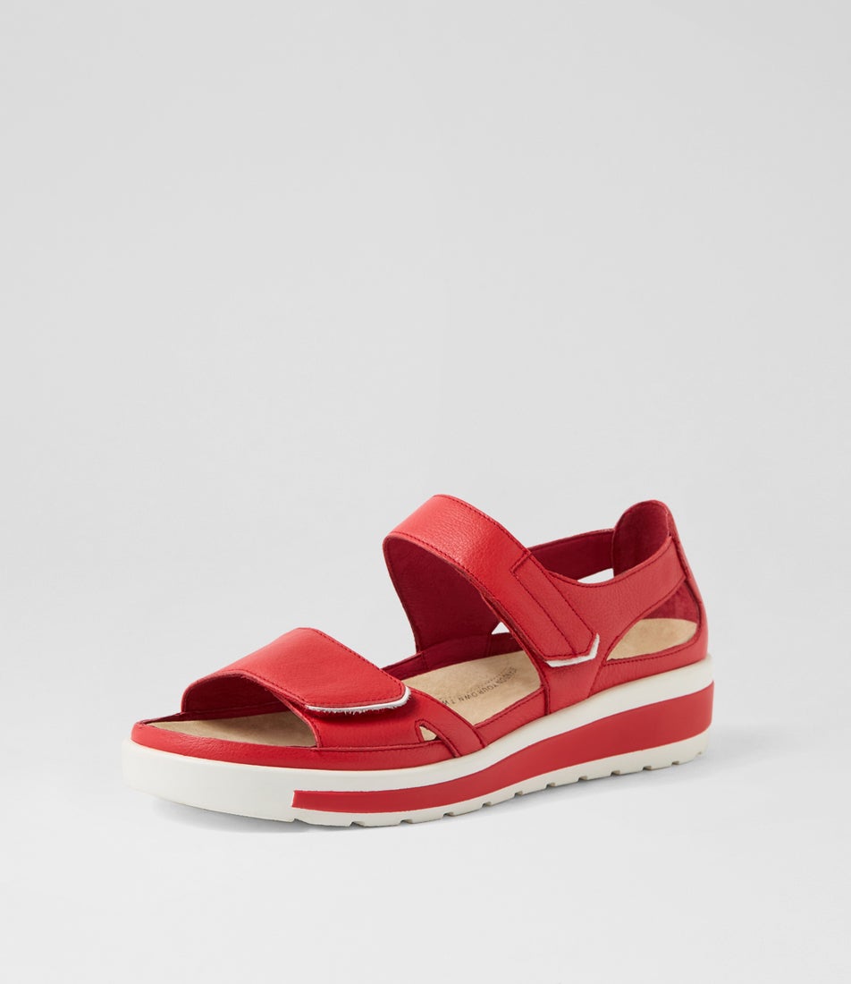 Gedd W Red White Leather Sandals