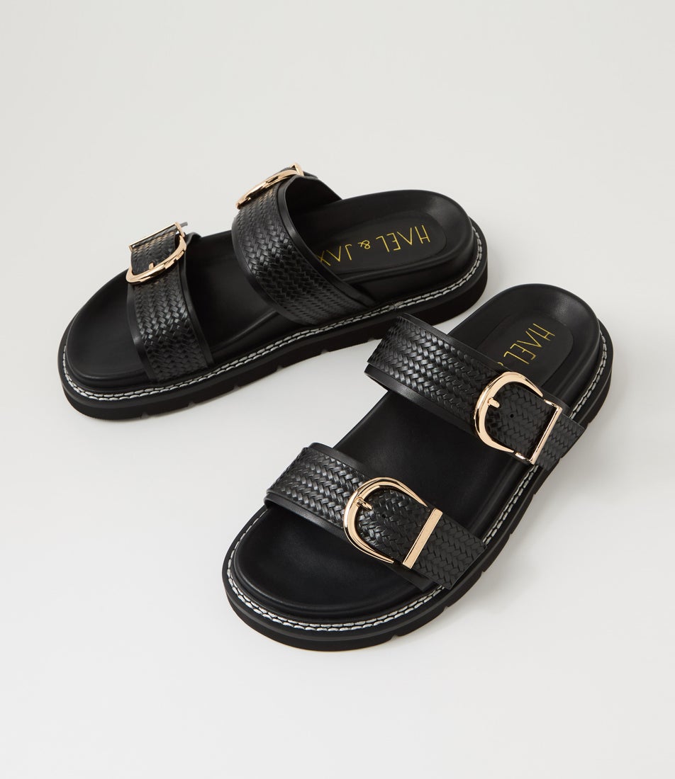 Atelier Black Leather Slides