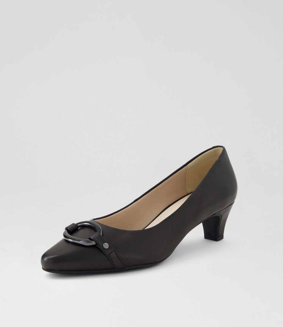 Laynes Black Leather Heels