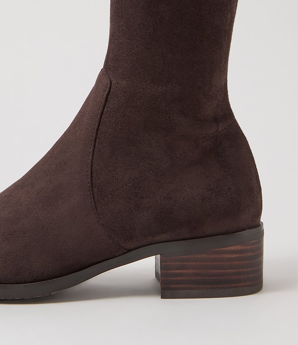 Timothie Choc Stretch Microsuede Knee High Boots