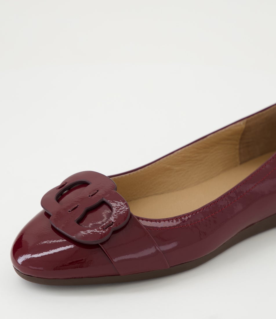 Blairs Wine Crinkle Patent Leather Flat Shoes