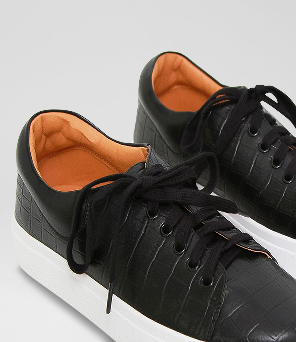 Just A Dream Black Leather Sneakers