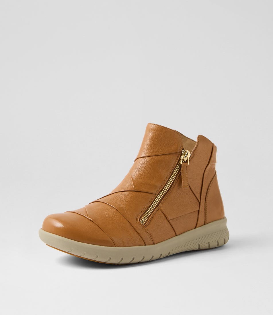 Sisley Xf Dark Tan Leather Ankle Boots