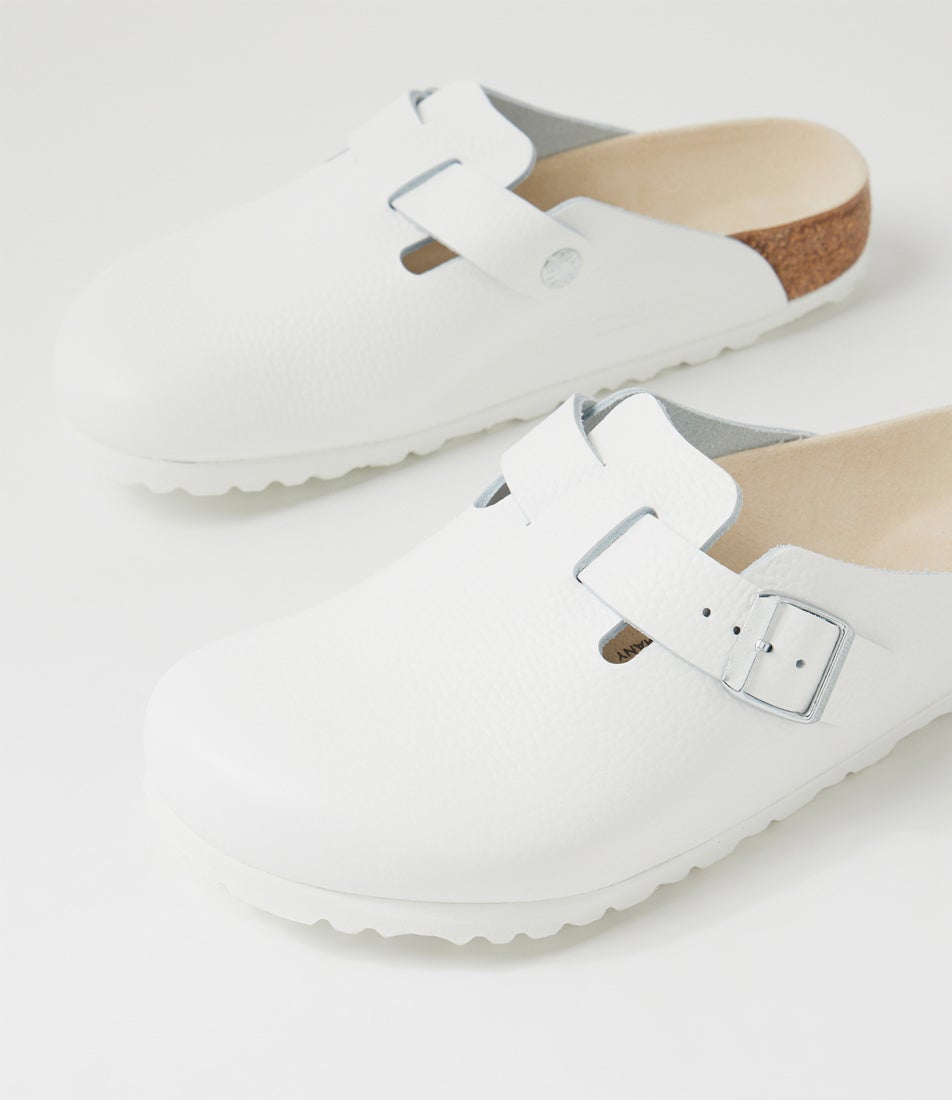 Boston White Leather Flat Shoes