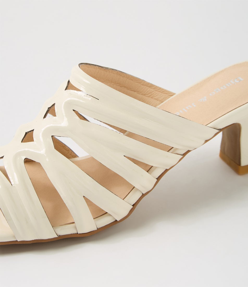 Ulka Ivory Patent Leather Sandals