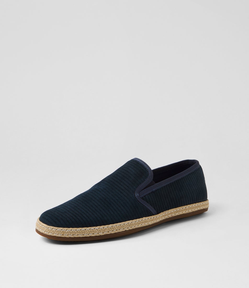 Check Navy Suede Loafers