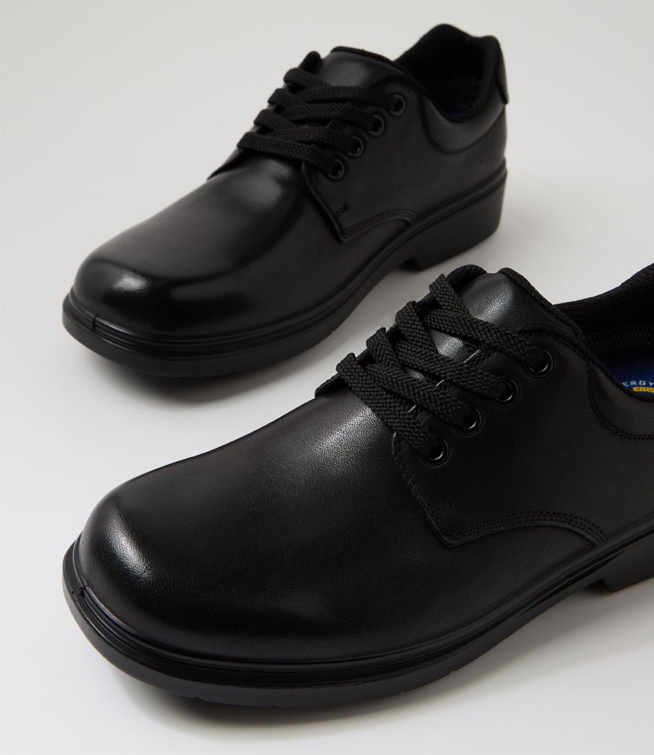 Roar Senior F Half Black Leather Flat Shoes